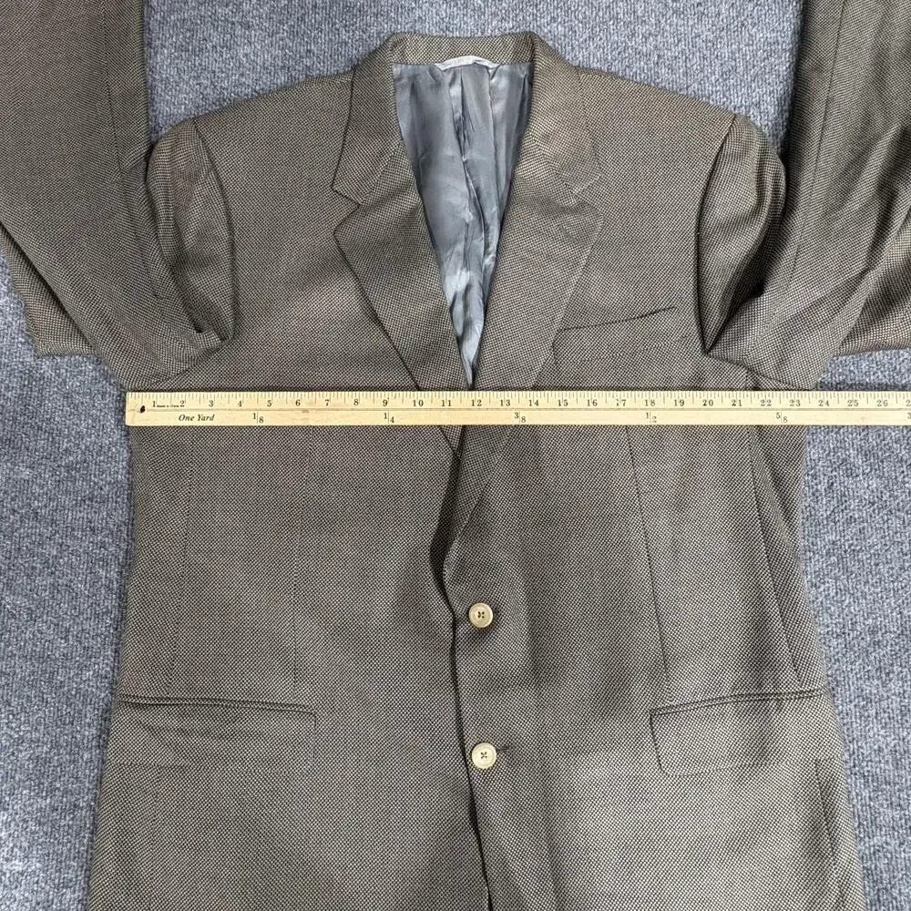 Vintage Hickey Freeman Boardroom Blazer Mens 46 Long Brown Wool Made in USA